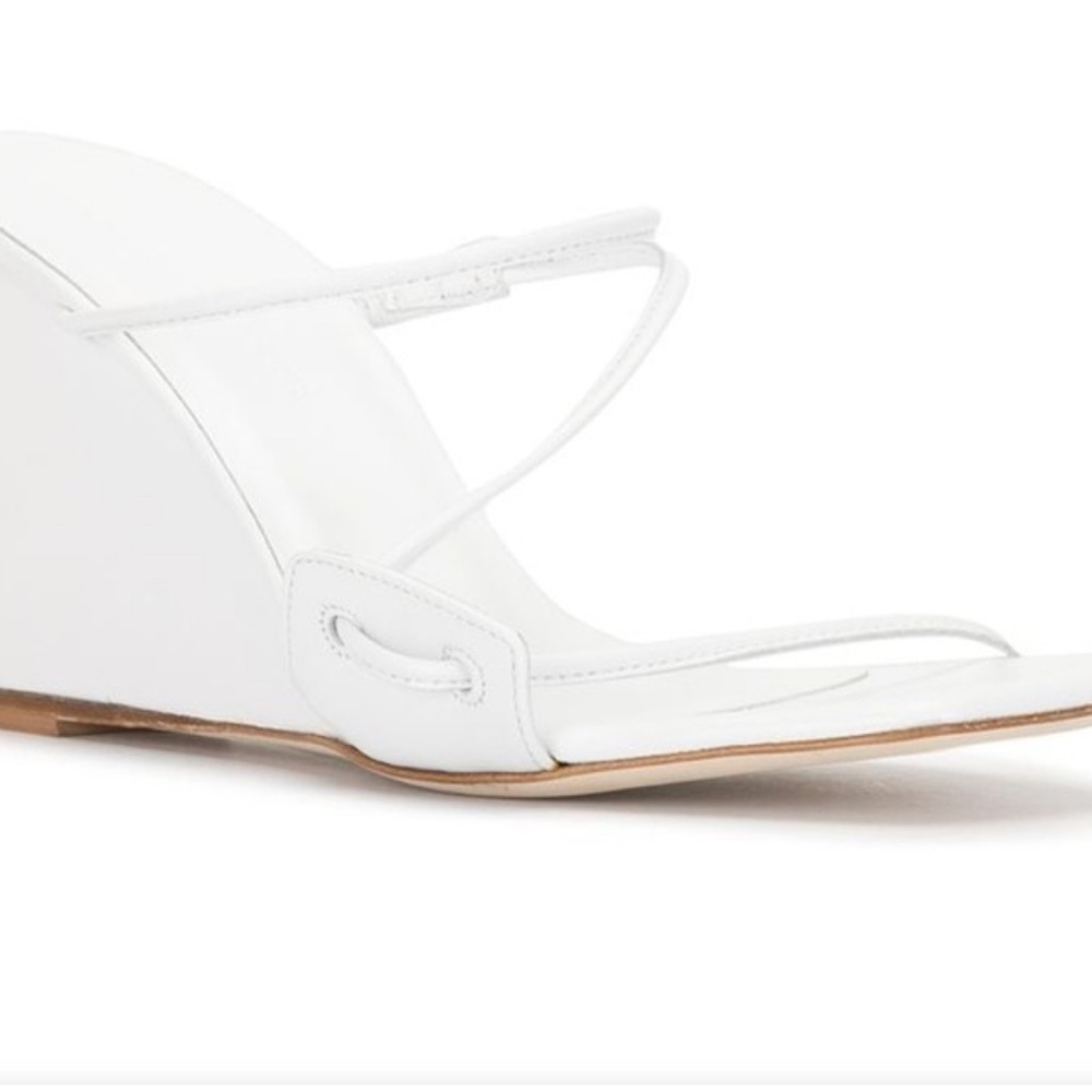 Christopher Esber Alexa Strappy Leather Wedge SandalsWhite